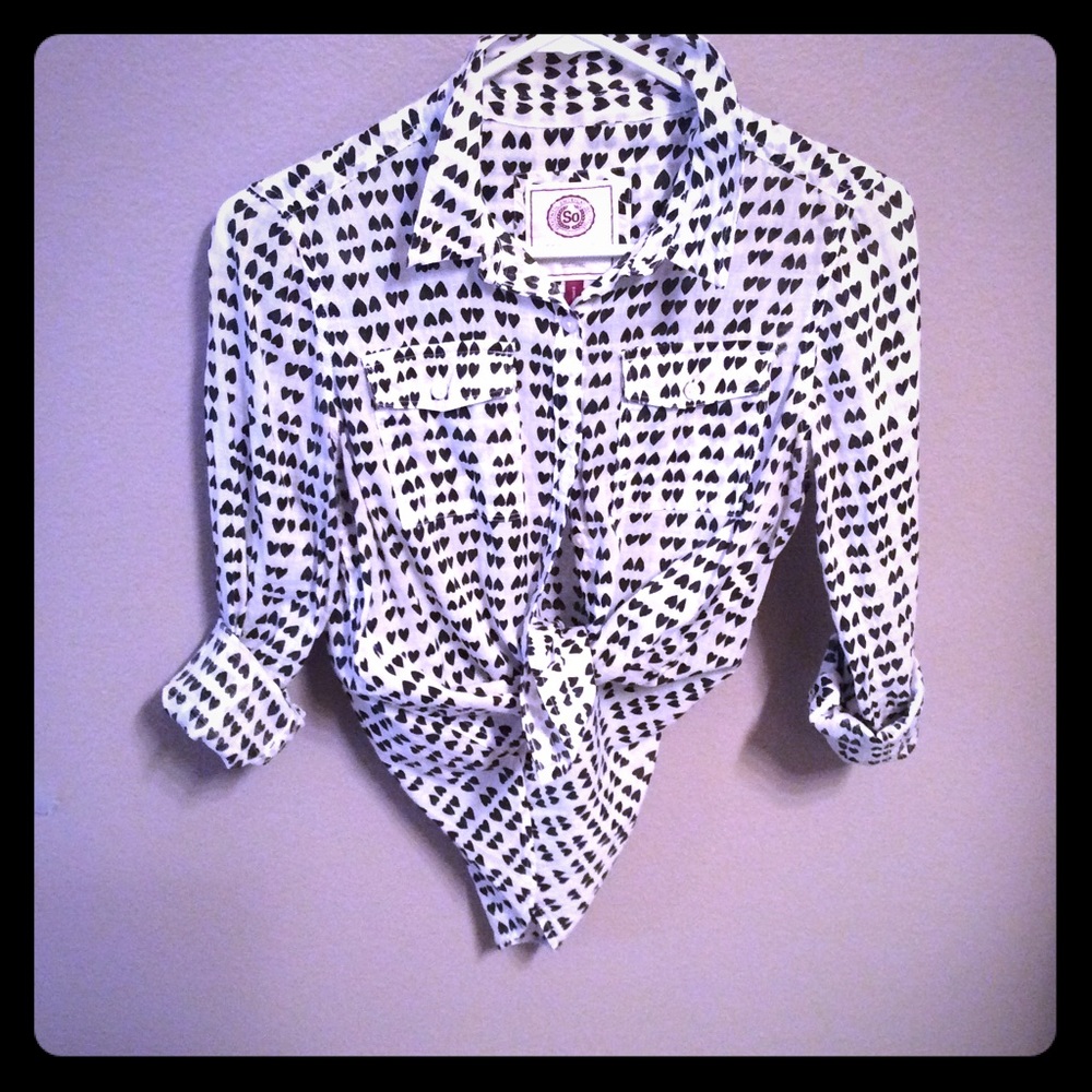 Double Hearts White and Black Shirt